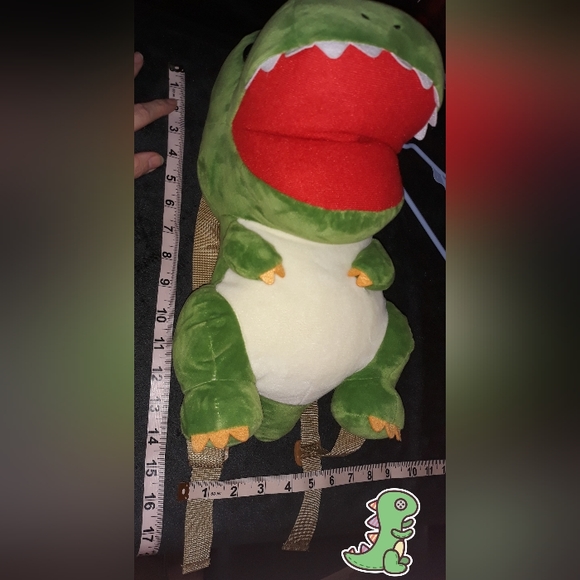 Yuruyuru Saurus Green Dinosaur T-Rex Plush Backpack 14" Adjustable Straps *Rwar* - Picture 7 of 8
